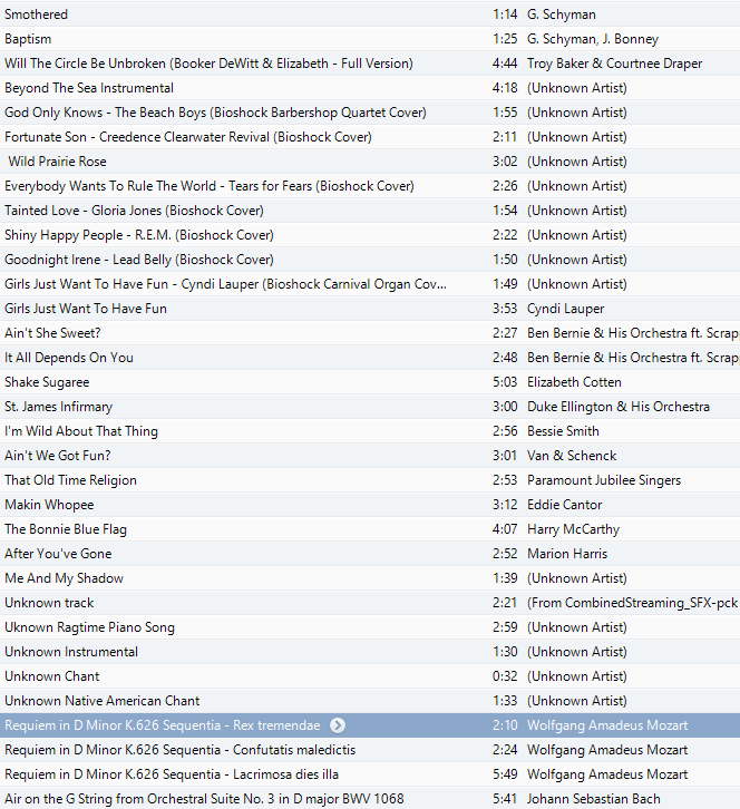 Soundtrack ripped directly from the game's database