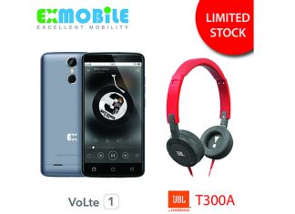 ExMobile VoLte 1 is exclusive to GEMFIVE; comes with free JBL T300A headphones