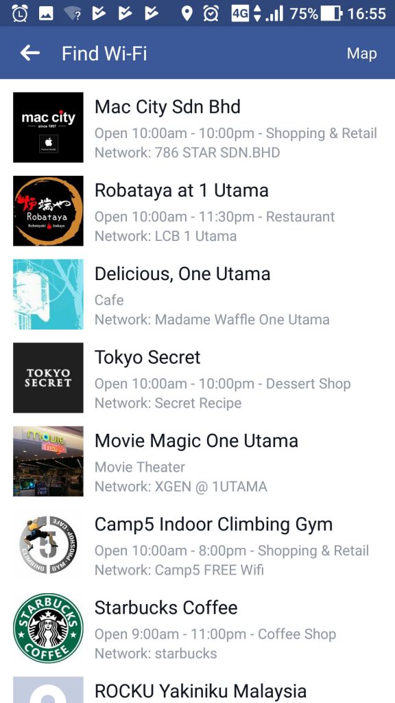 Facebook Find Free WiFi