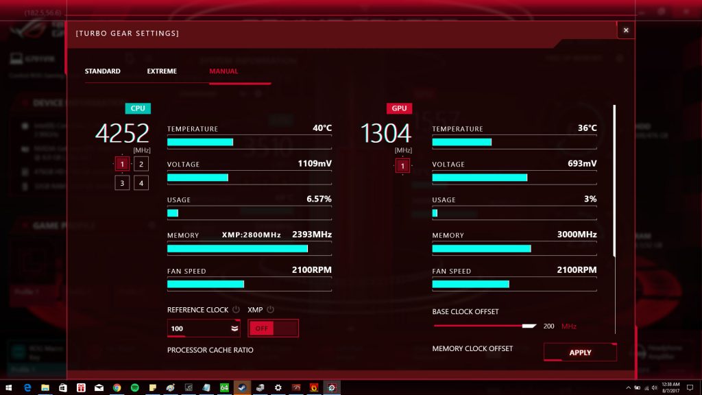ASUS ROG G701VIK manual overclocking