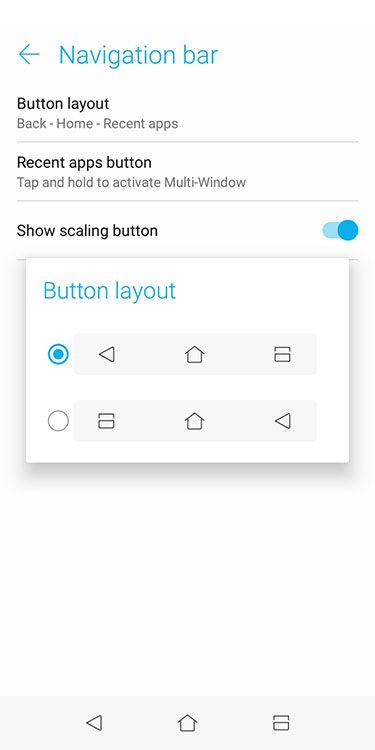 ASUS ZenFone Max Plus (M1) Navigation Bar Button Layout