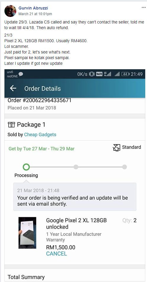 Lazada Scam Google Pixel 2 XL