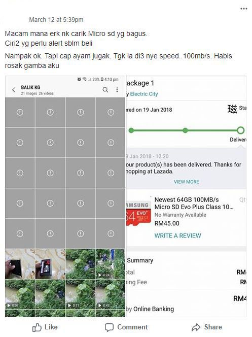 Lazada Scam microSD card lost photos