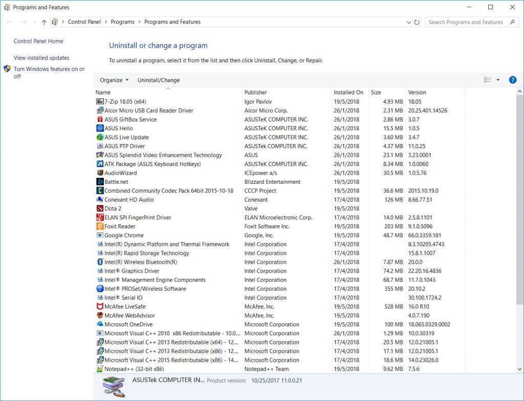 ASUS VivoBook A510U Bloatware
