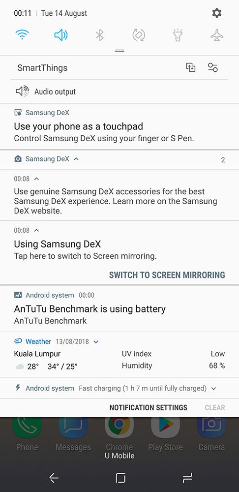 Samsung Galaxy Note9 DeX notifications