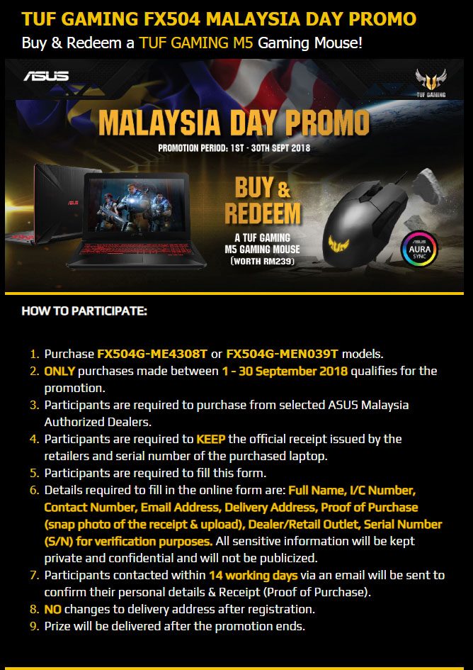 ASUS TUF Gaming Malaysia Day Promo