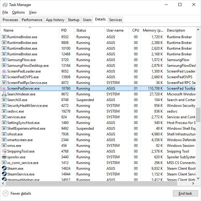 ASUS ZenBook Pro 15 restart screenpad