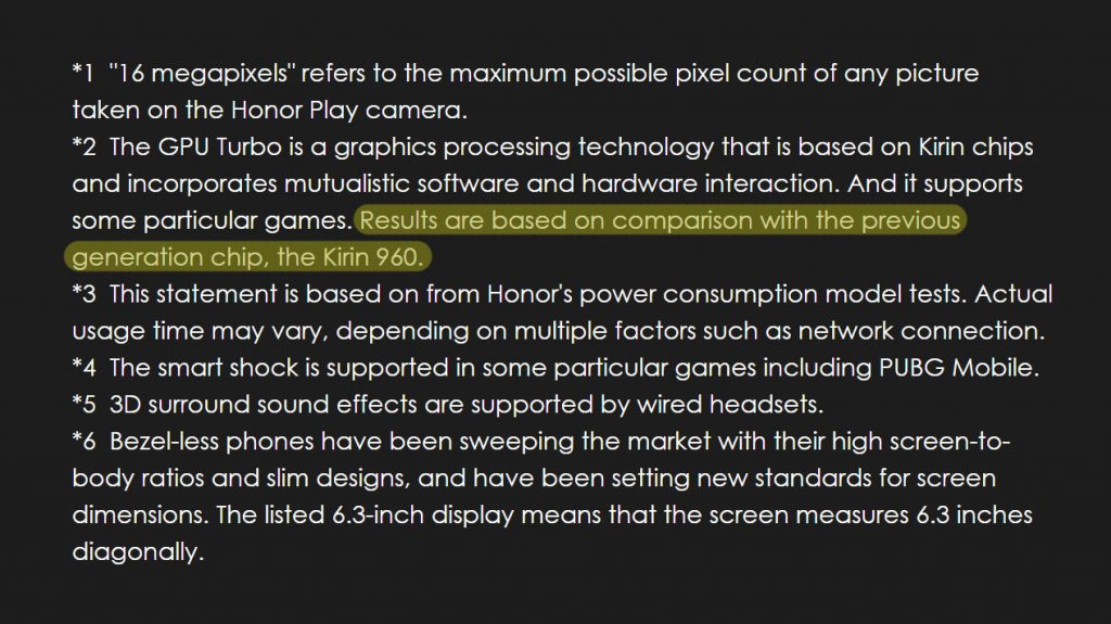 Honor Play graph comparison with footnote