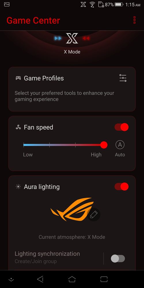 ASUS ROG Phone Game Center