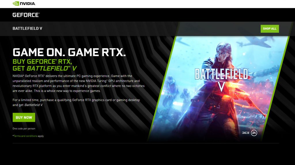 Buy GeForce RTX 20-Series, Get Battlefield V For Free