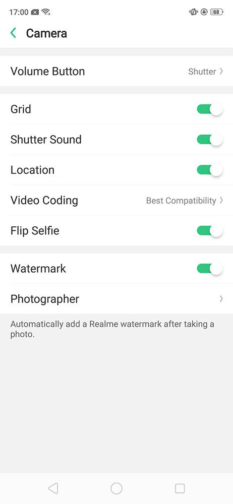 Realme 2 Pro camera setting