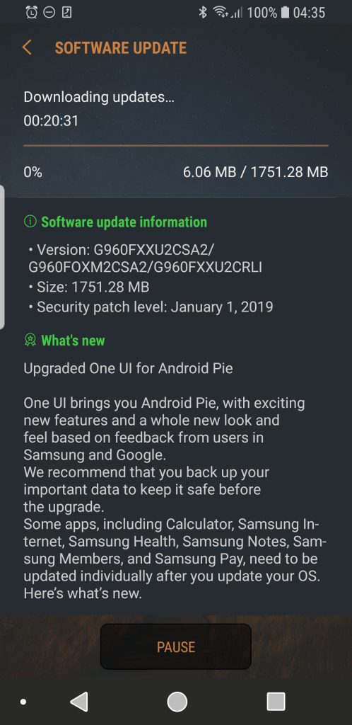Samsung Galaxy S9 Android 9.0 Pie One UI Malaysia