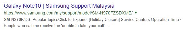 Samsung Galaxy Note 10 SERP