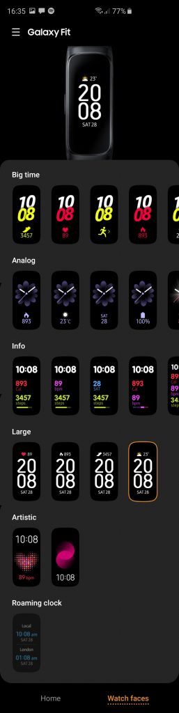 Samsung Galaxy Fit Samsung Wearables app