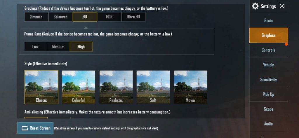 <em>realme</em> 5 Pro PUBG Mobile highest graphical setting