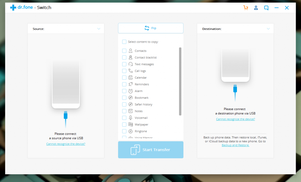 dr.fone android to android data transfer