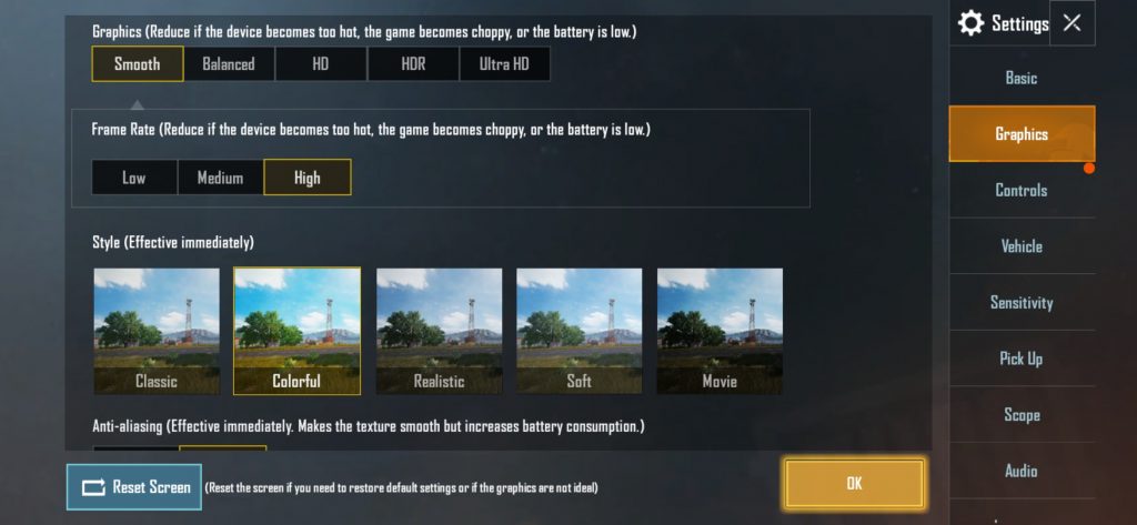 Vivo S1 PUBG settings