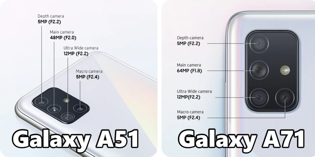 Samsung Galaxy A51 Galaxy A71 cameras