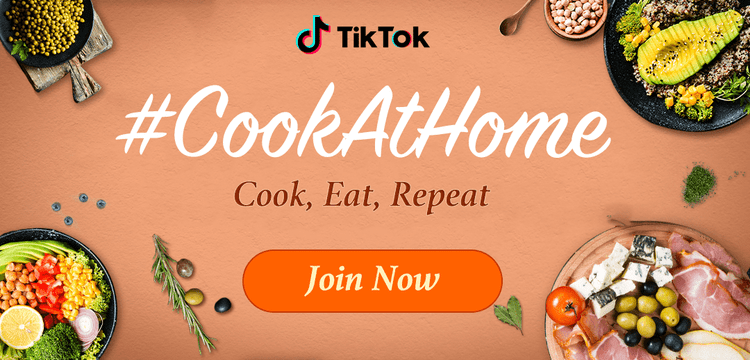 TikTok's #Cookathome banner