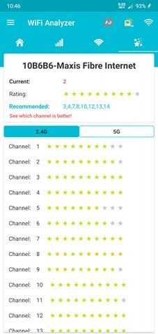 App showing channel status