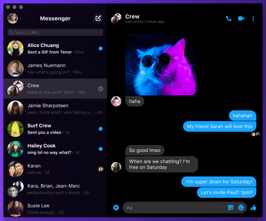 Messenger Desktop on macOS