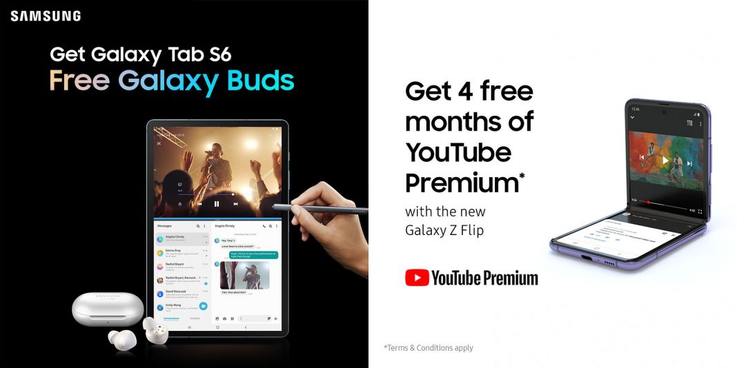 Samsung Galaxy Tab S6 Free Galaxy Buds YouTube Premium