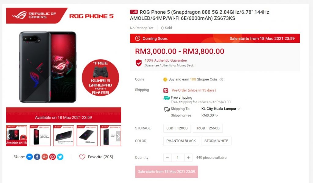 ASUS ROG Phone 5 Shopee