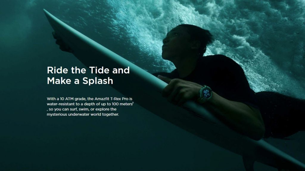 Amazfit T-Rex Pro water resistance