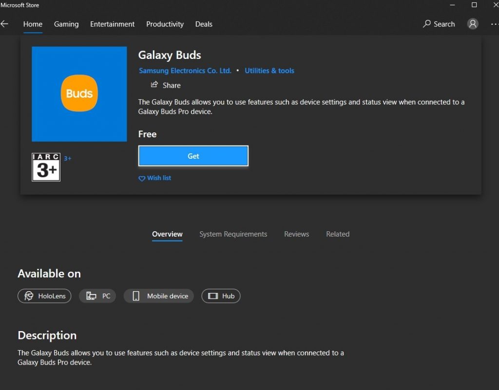Galaxy Buds app Windows 10