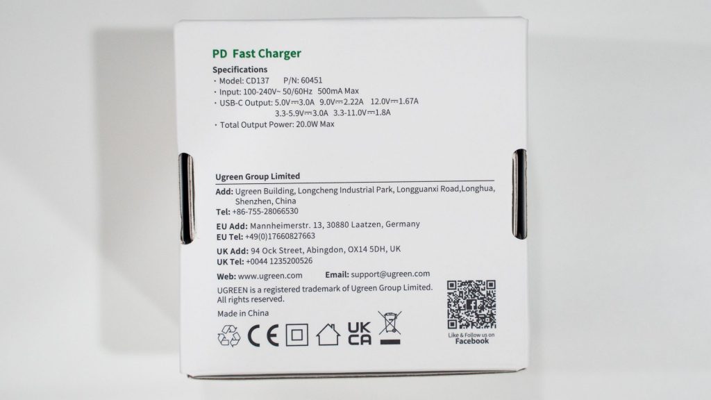 Ugreen 20W USB-C charger with Power Delivery