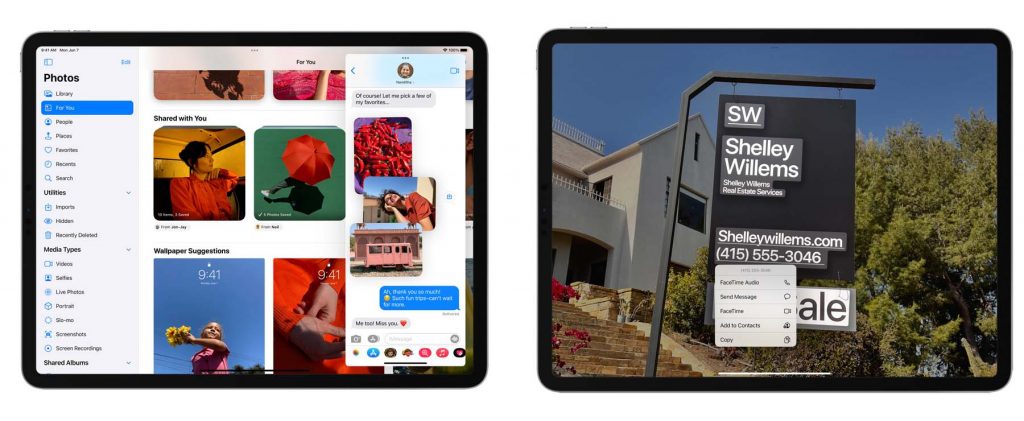 iPadOS 15 Shared With You Live Text