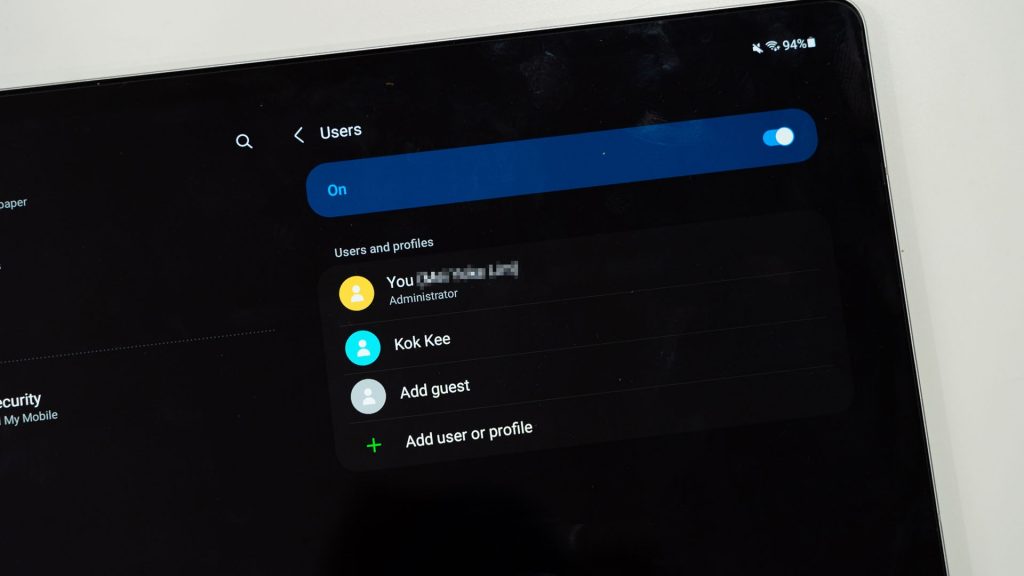 Samsung Galaxy Tab S7 FE change users