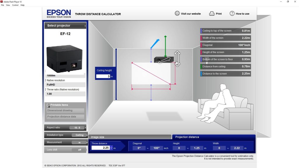 Epson EpiqVision Mini EF-12 Laser Projection TV