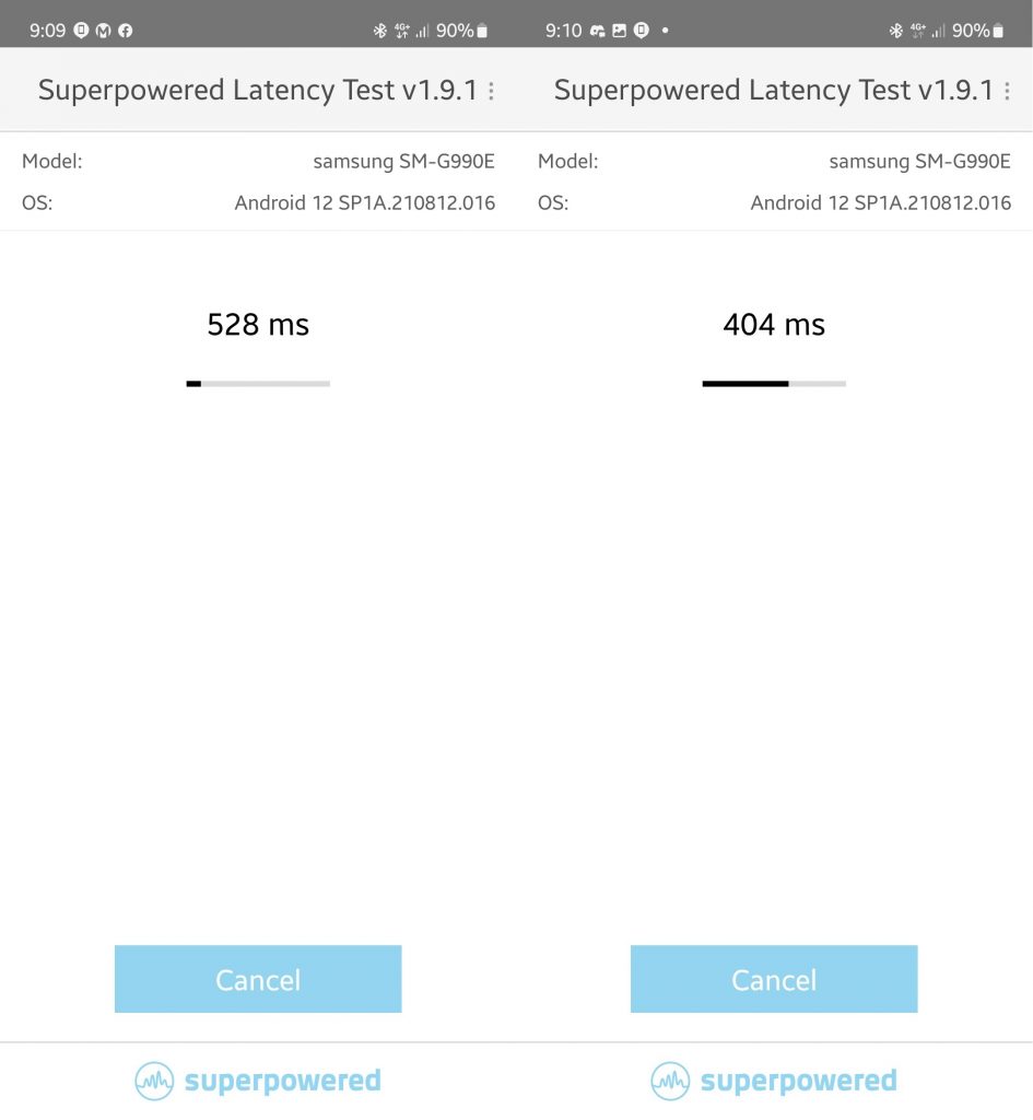 OPPO Enco X2 Latency Default vs Game Mode