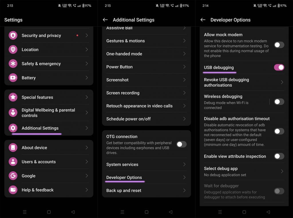 Enable USB Debugging OnePlus 10T
