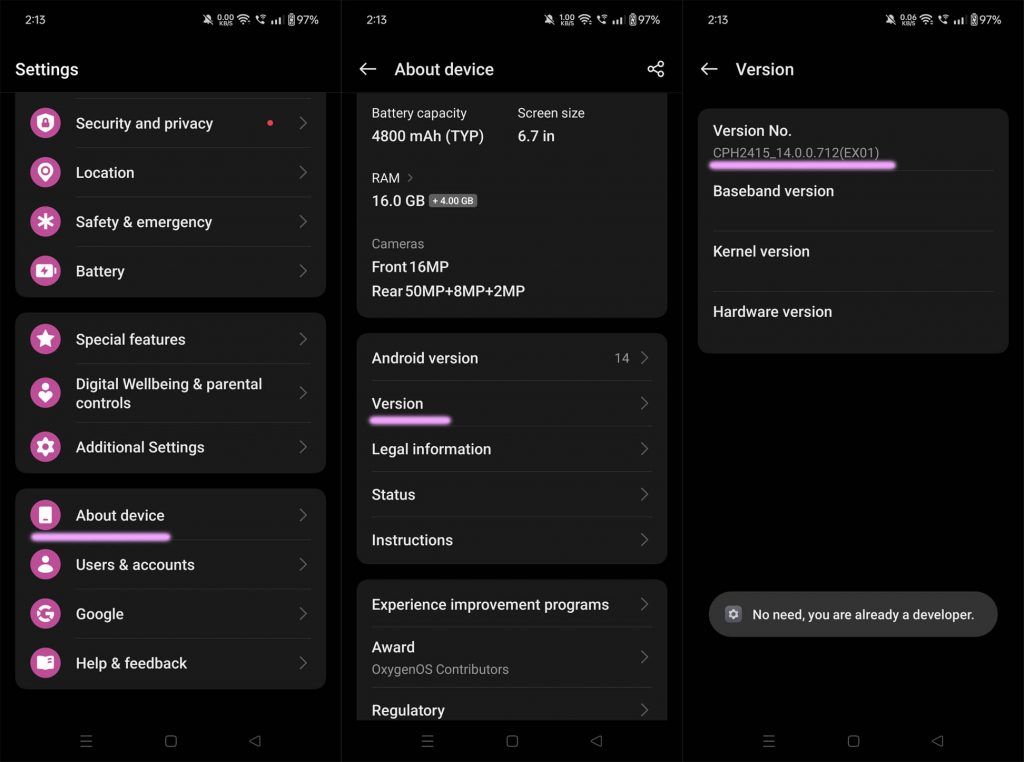 Enable USB Debugging OnePlus 10T 2