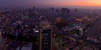 aerial view of city buildings