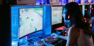 woman playing computer game