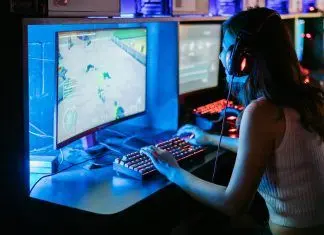 woman playing computer game