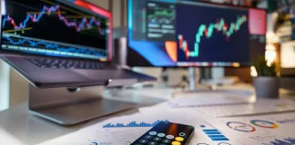 currencies and finance stock exchange calculator on the table