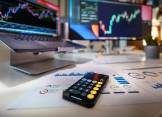 currencies and finance stock exchange calculator on the table