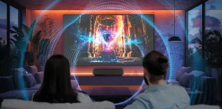 Epson’s new ultra-short-throw projector fits a 150-inch screen just inches from the wall
