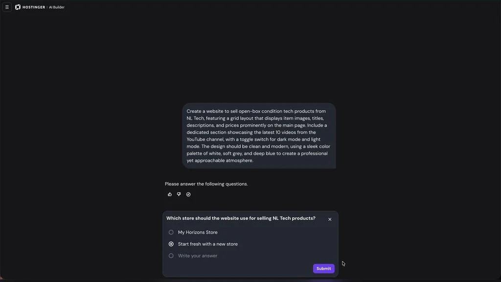 Hostinger's AI Builder is literally magic 6